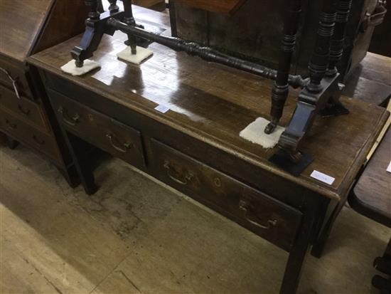 Georgian oak low dresser, fitted two short drawers